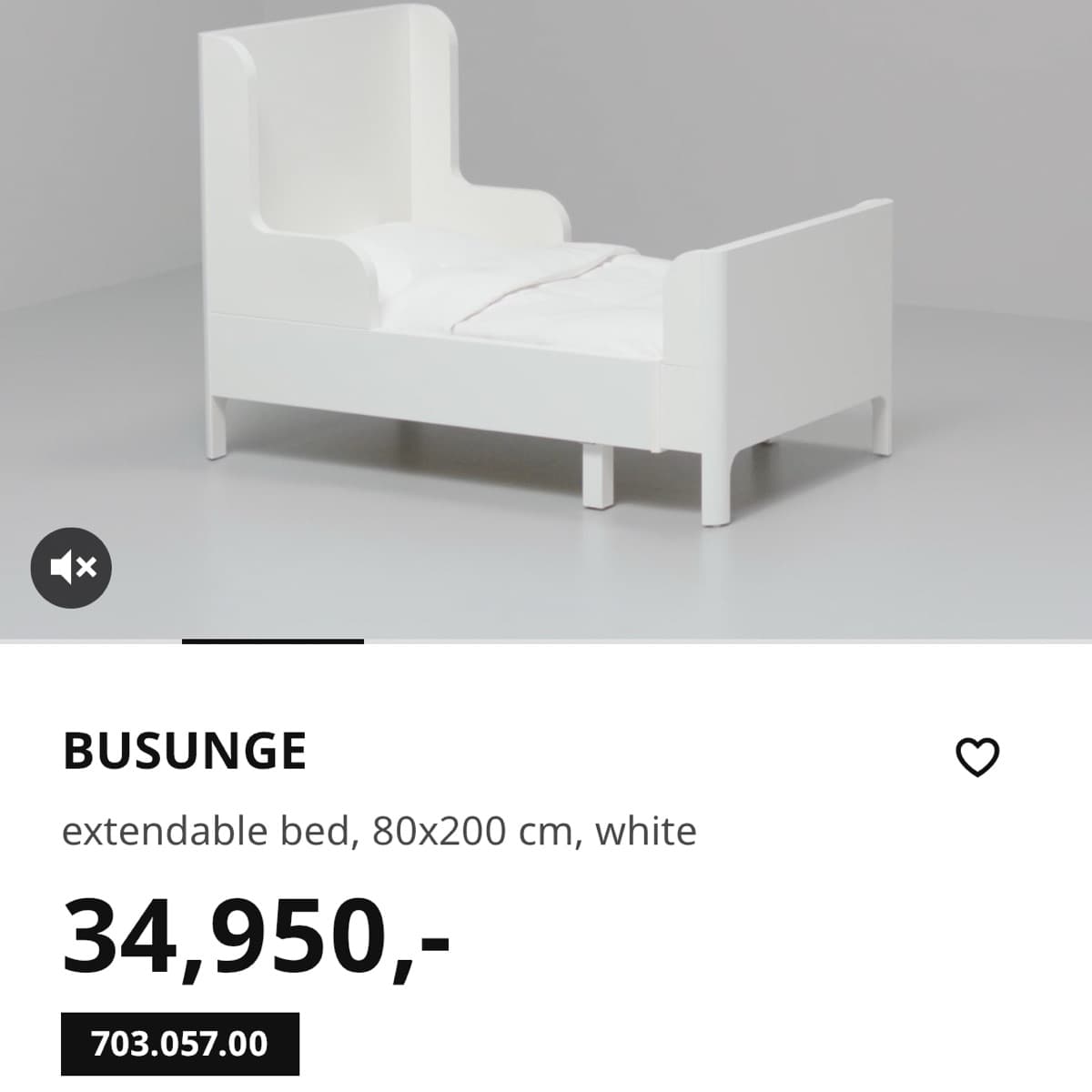 IKEA BUSUNGE stækkanlegt barnarúm